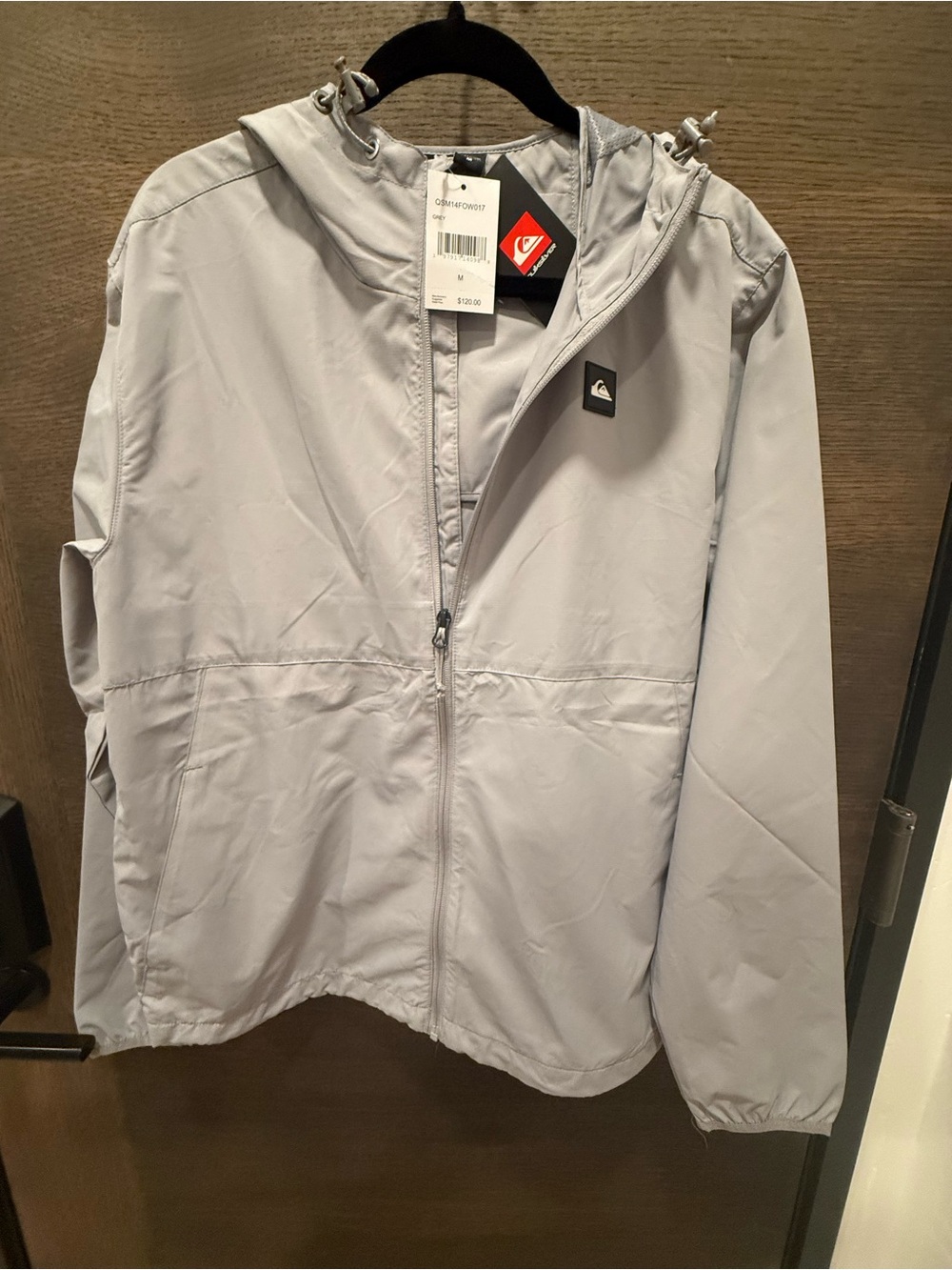 Quiksilver Light Gray Men's Hooded Windbreaker Jacket